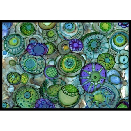 Jensendistributionservices Abstract in Blues & Greens Indoor or Outdoor Mat, 24 x 36 in. MI2557803